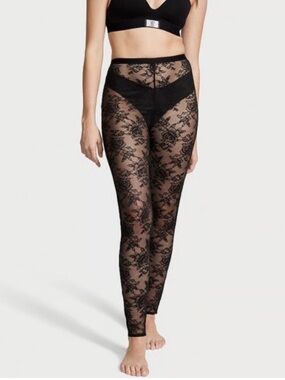 Victoria's Secret Black Floral Lace Leggings